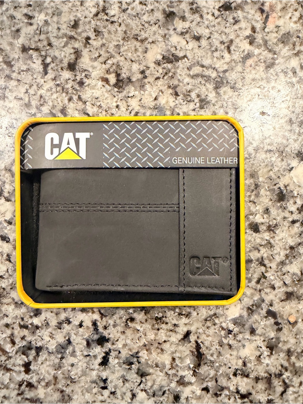 CAT Black Genuine Leather Bi-Fold Wallet